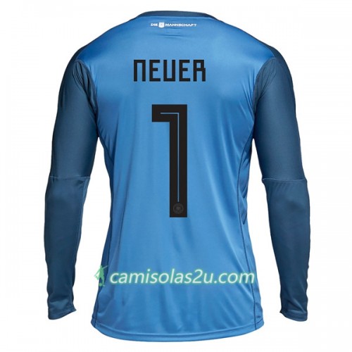 Camisolas de Futebol Alemanha Neuer 1 Guarda Redes Equipamento Principal Copa do Mundo 2018 Manga Comprida Camisolas de Futebol Alemanha Neuer 1 Guarda Redes Equipamento Principal Copa do Mundo 2018 Manga Comprida
